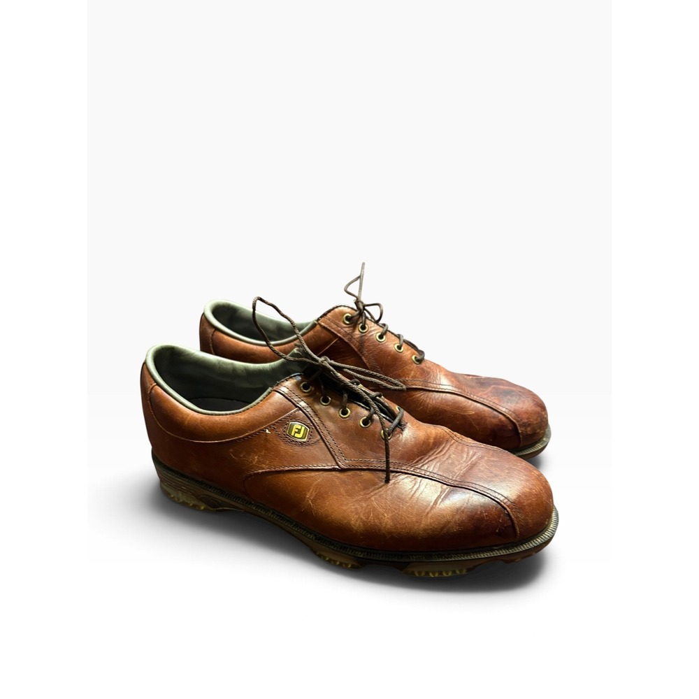 FootJoy DryJoys Tour Brown Leather Golf Shoes Mens Cleats OptiFlex 53676